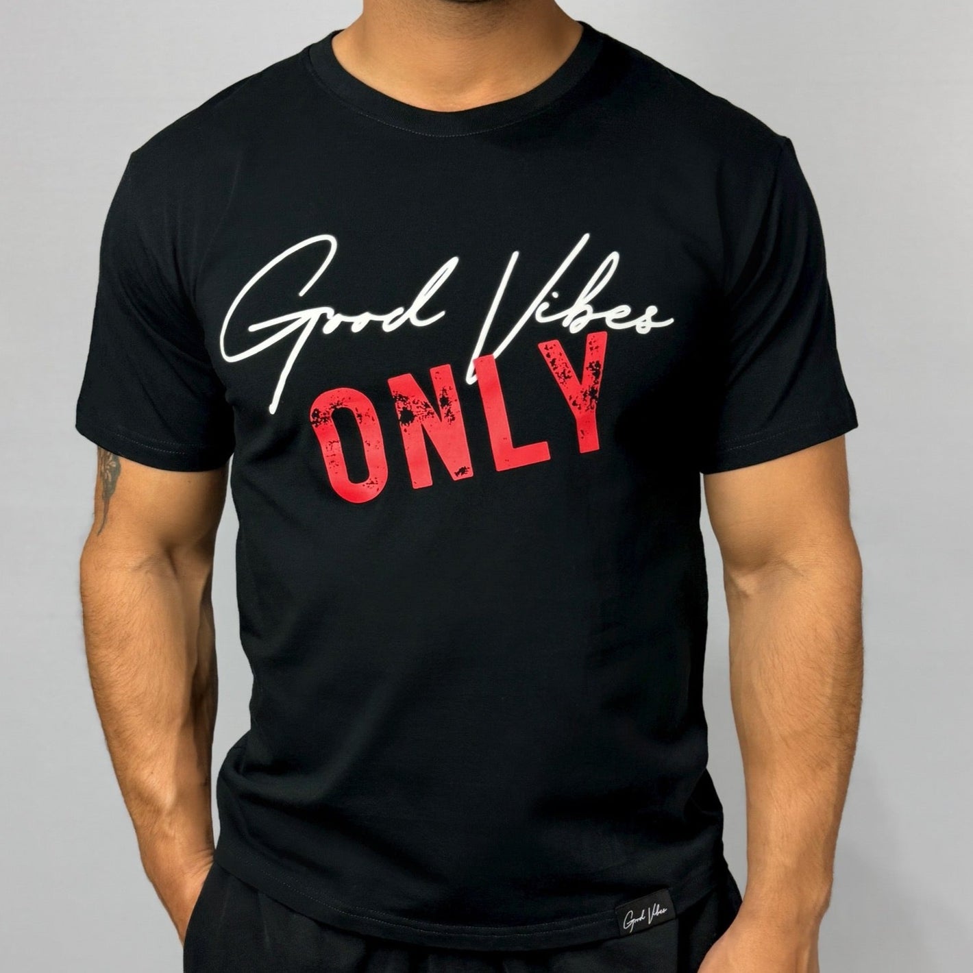 Product of Good Vibes ONLY Black Crew Neck T-Shirt