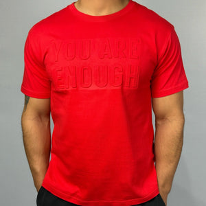 Product of Good Vibes "You Are Enough" Red Embossed Crew Neck T-shirt