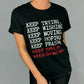 Product of Good Vibes "Keep Smiling and Keep Dancing" Black Crew Neck T-Shirt