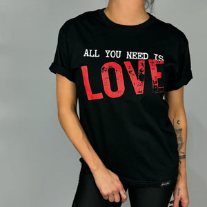 Product of Good Vibes "All You Need is LOVE" Black Crew Neck T-Shirt