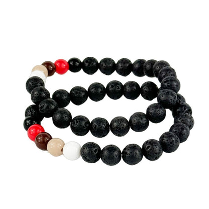 Product of Good Vibes Black Lava Rock Bracelet - 5 Colored Glass Beads