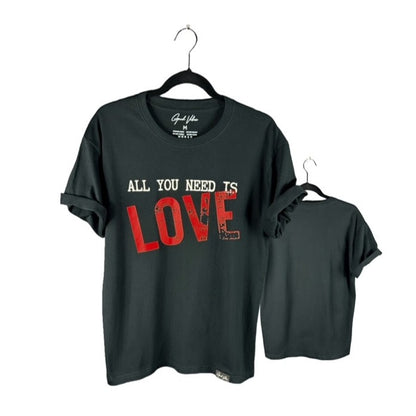 Product of Good Vibes "All You Need is LOVE" Black Crew Neck T-Shirt