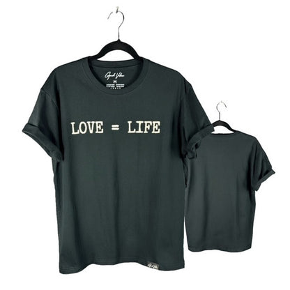 Product of Good Vibes "Love Equals Life" Black Crew Neck T-Shirt