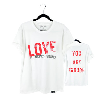 Product of Good Vibes "LOVE Is Never Wrong" White Crew Neck T-shirt